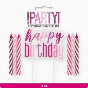 Pink Glitz Happy Birthday Candle Set 